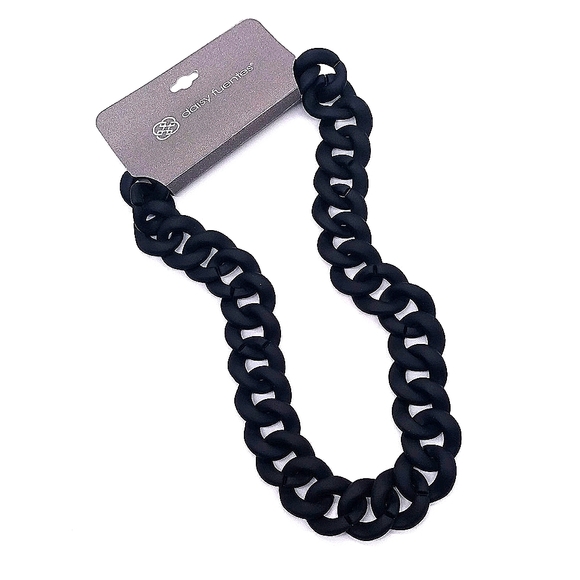 Rare Vintage DAISY FUENTES Resin Chain Link Necklace in Black - Picture 1 of 5